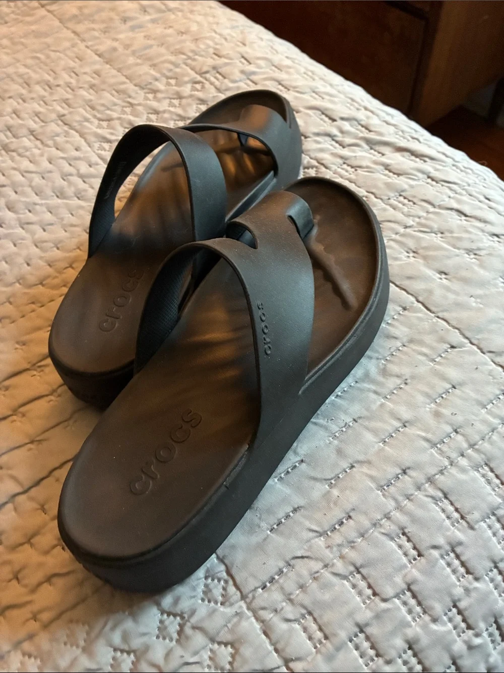 Black Slip-On Cross-Strap Sandals crocs
